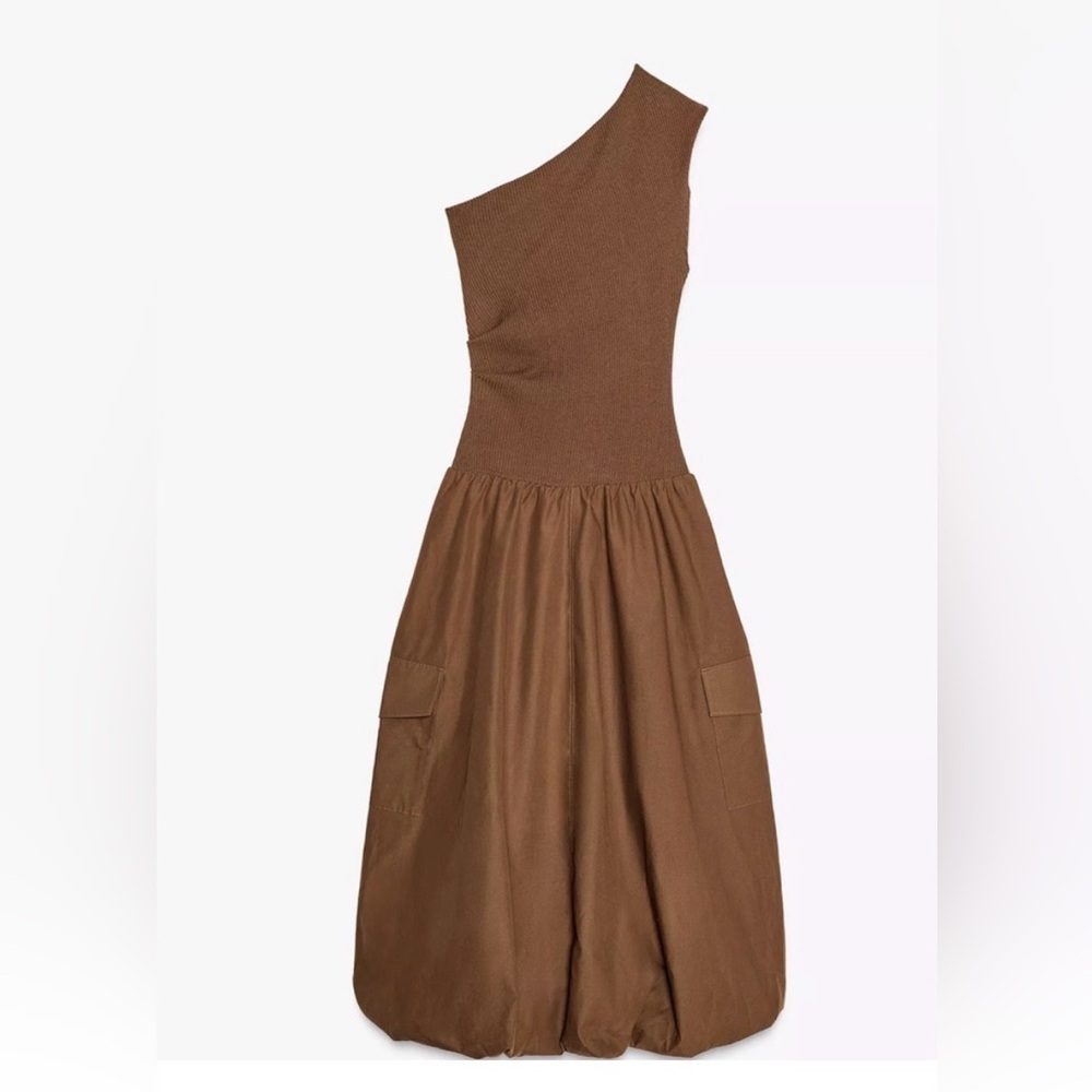 Zara olive green one shoulder dress